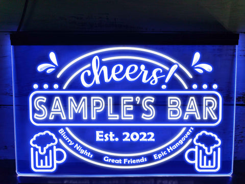 Image of Epic Hangovers Personalized Two Tone Illuminated Bar Sign