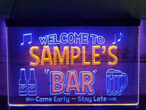 Image of Welcome to My Bar Personalized Two Tone Illuminated Sign