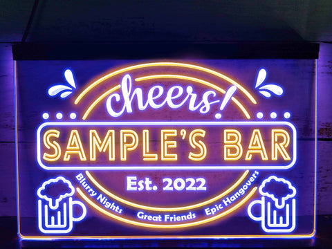 Image of Epic Hangovers Personalized Two Tone Illuminated Bar Sign