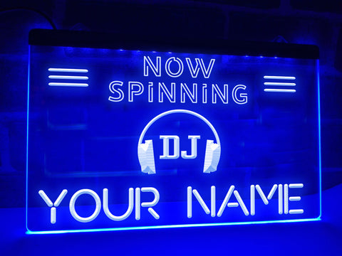 Image of Personalized DJ Spinning LED neon sign in blue
