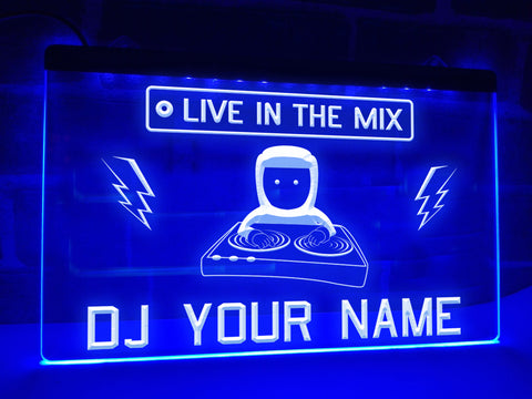 Image of Personalized DJ Live in the Mix LED neon sign in blue