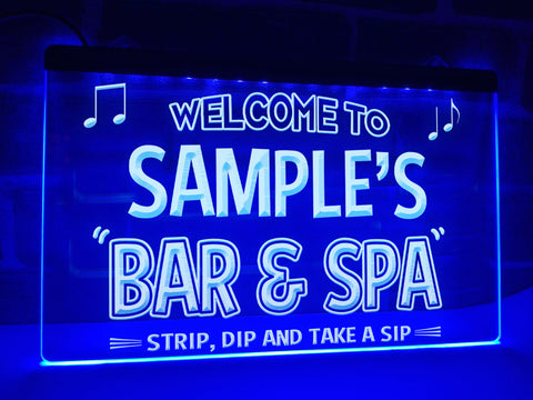 Image of Bar and Spa Personalized Illuminated LED Neon Sign
