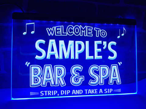 Image of Bar and Spa LED Neon Sign in Blue