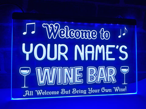 Image of Welcome to My Wine Bar Personalized Illuminated Sign