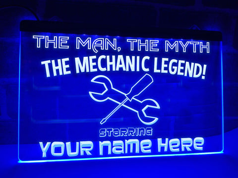Image of The Mechanic Legend Personalized Illuminated Sign