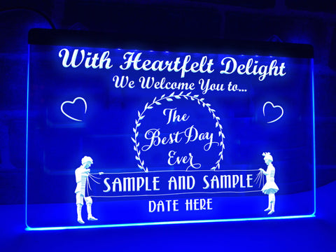 Image of best day ever neon wedding sign blue