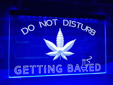 Image of Getting baked Cannabis blue neon sign