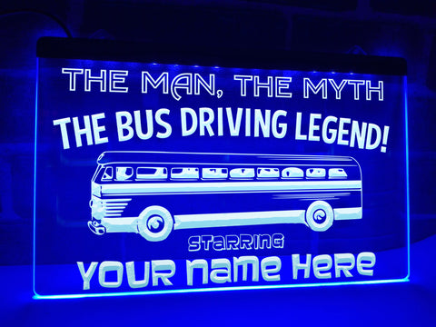 Image of Bus Driving Legend LED Neon Sign in Blue