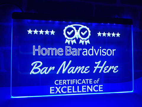 Image of Home Bar Advisor Personalized Illuminated Sign