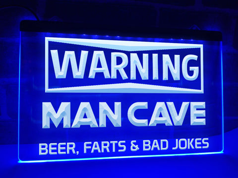 Image of Warning Man Cave Illuminated Sign