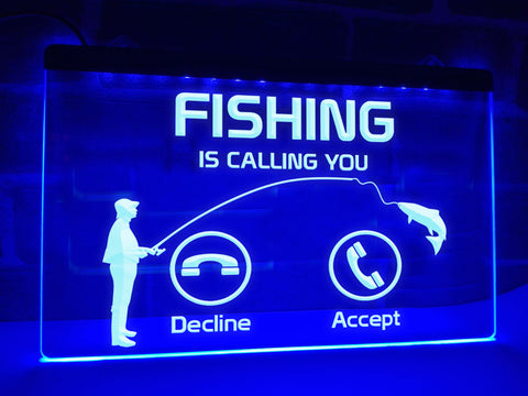 Image of Fishing is Calling Illuminated Sign