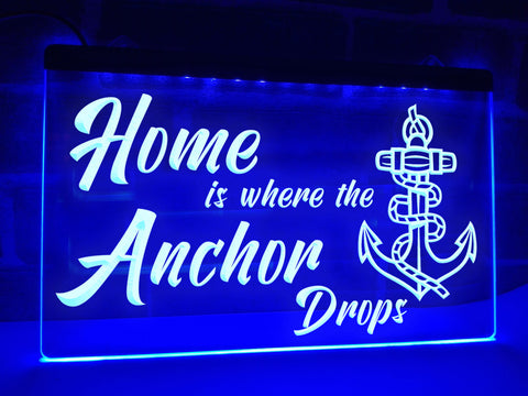 Image of Home is where the Anchor Drops Illuminated Sign