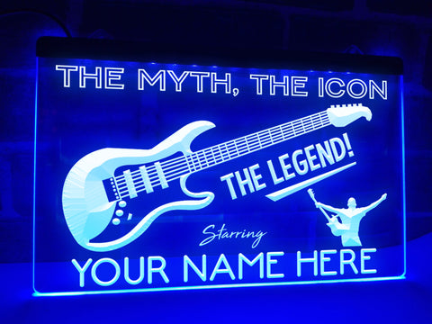 Image of Personalized Guitar Legend Led Neon Sign in blue