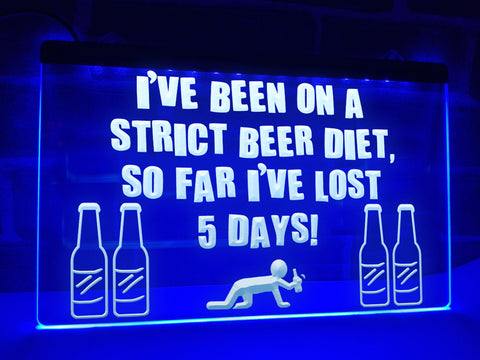 Image of Strict Beer Diet Funny Illuminated Sign