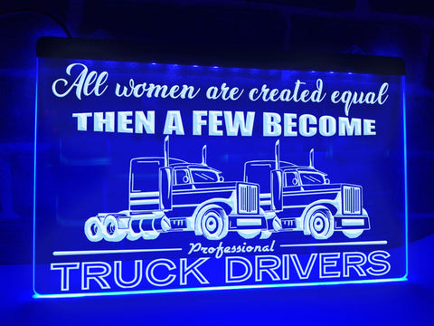 Image of Female Trucker Illuminated Sign
