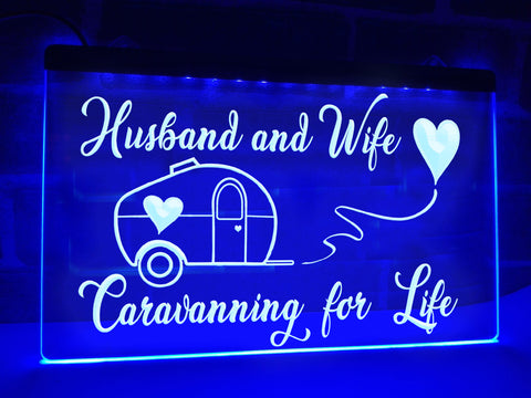 Image of Husband and Wife Caravanning for Life Illuminated Sign