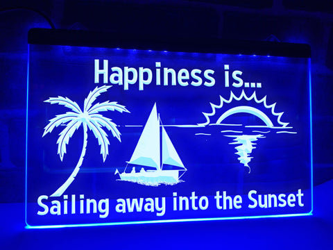 Image of Happiness is Sailing away into the Sunset Illuminated Sign
