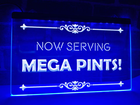 Image of Now Serving Mega Pints Illuminated Sign