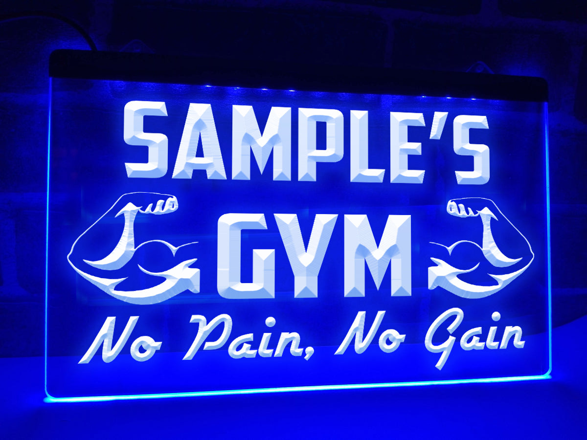 No Pain, No Gain Personalized Illuminated Gym Sign
