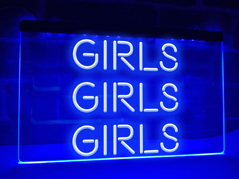 Image of Girls Girls Girls LED Neon Illuminated Sign