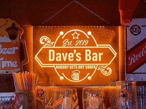 Image of Nobody Gets Out Sober LED neon sign in orange