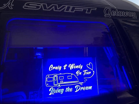 Image of Personalized Caravan on Tour LED neon sign in blue