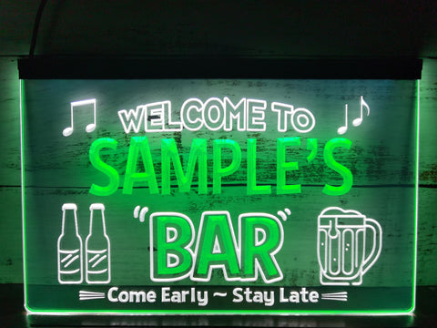 Image of Welcome to My Bar Personalized Two Tone Illuminated Sign