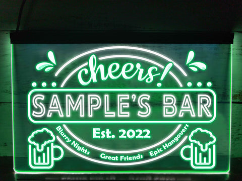 Image of Epic Hangovers Personalized Two Tone Illuminated Bar Sign