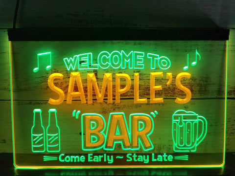 Image of Welcome to My Bar Personalized Two Tone Illuminated Sign