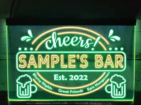 Image of Epic Hangovers Personalized Two Tone Illuminated Bar Sign