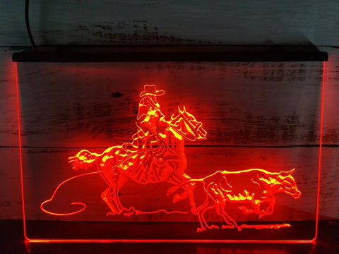 Image of Cowboy Scene Illuminated Sign