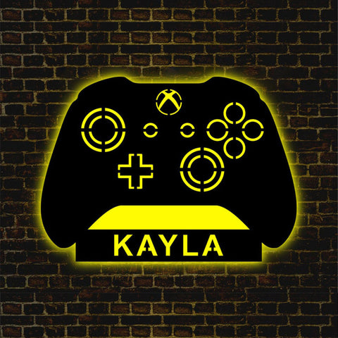 Image of Custom Gamepad LED Neon Wooden Sign - Personalized and Color Changing RGB
