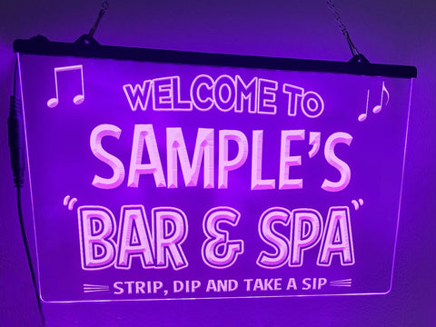 Image of Bar and Spa LED Neon Sign in Violet