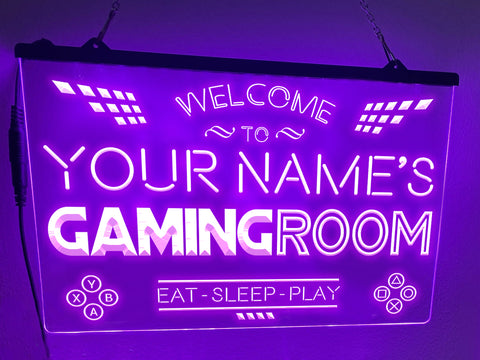 Image of Eat Sleep Play Gaming Room Personalized Illuminated Sign