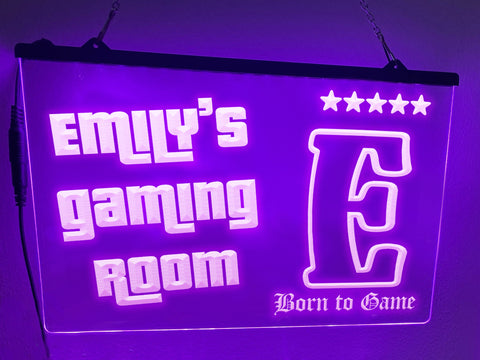Image of Gaming Room With Personalized Name LED Neon Sign