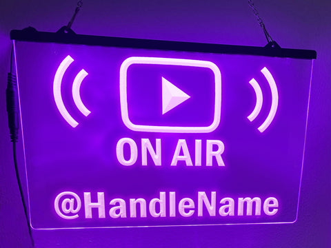 Image of YouTube On Air Personalized Handle Name Illuminated Sign