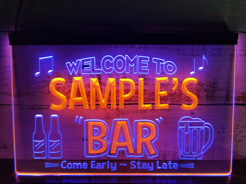 Image of Welcome to My Bar Personalized Two Tone Illuminated Sign