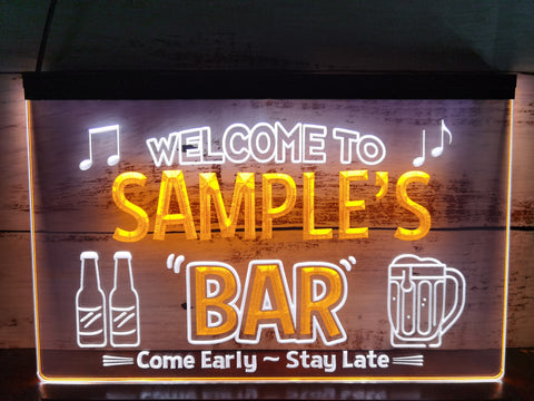 Image of Welcome to My Bar Personalized Two Tone Illuminated Sign