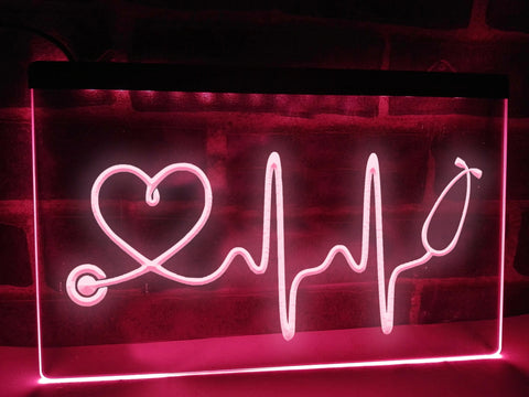 Image of Stethoscope Heartbeat Illuminated Sign
