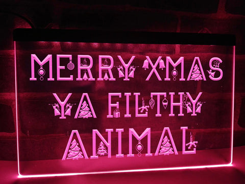 Image of Merry Christmas Ya Filthy Animal Illuminated Sign
