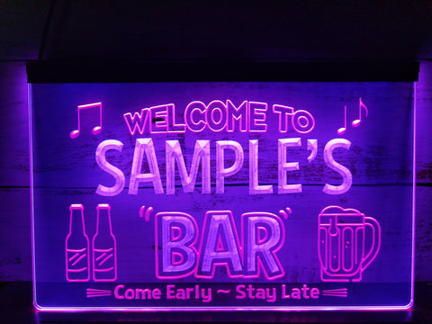 Image of Welcome to My Bar Personalized Two Tone Illuminated Sign