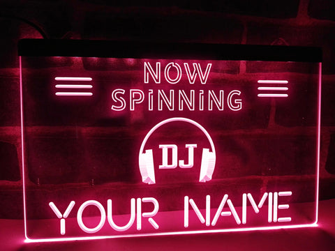 Image of Personalized DJ Spinning LED neon sign in pink