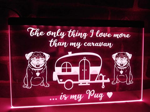 Image of Caravan and Pug Illuminated Sign
