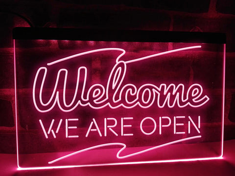 Image of Welcome We Are Open Illuminated Sign