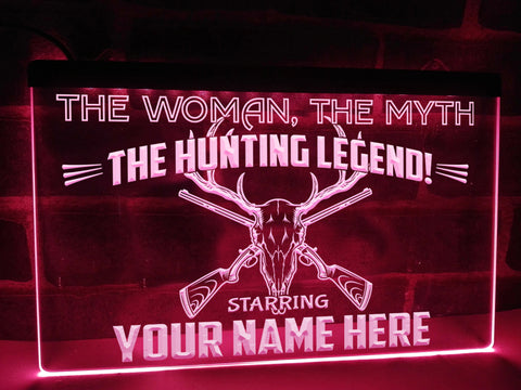Image of Hunting Legend Personalized LED Neon Sign in Pink