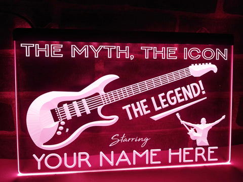 Image of Personalized Guitar Legend Led Neon Sign in pink