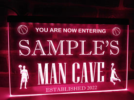 Basketball Man Cave Personalized Illuminated Sign