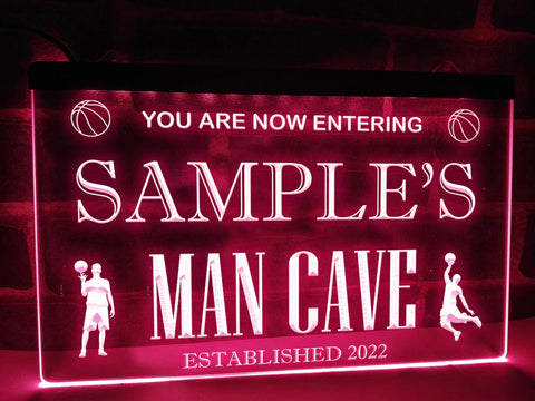 Image of Basketball Man Cave Personalized Illuminated Sign