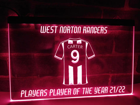 Image of Custom Football Player Award Personalized Illuminated Sign