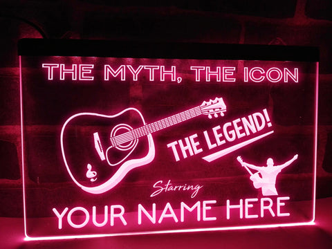 Image of Personalized acoustic guitar legend LED neon sign in pink